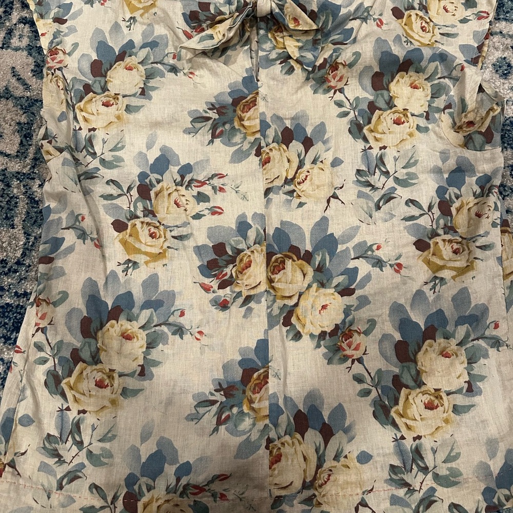 Floral Sleeveless Top with Bow Detail